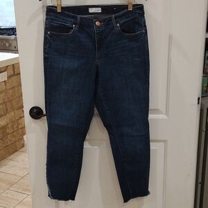 Loft Curvy Skinny Jeans Size 29 Dark Wash Cute Hem Detail